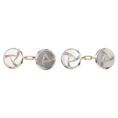 Boutons de manchette Art déco français Infinity en or et diamants taille rose