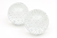 Infinity Design Bullecante Glass Bubble Balls or Bookends Pair of Labeled