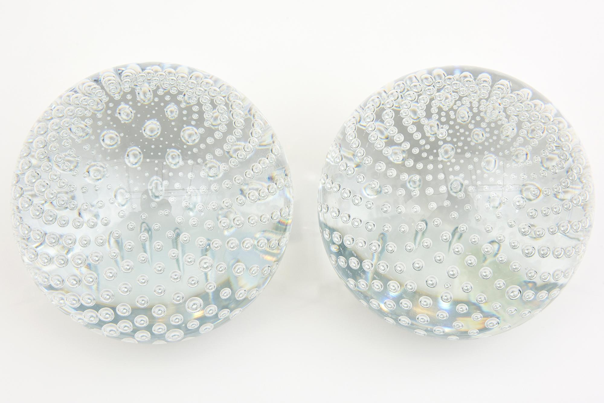 Infinity Bullecante Glass Bubble Balls or Bookends Pair of Labeled For Sale 2