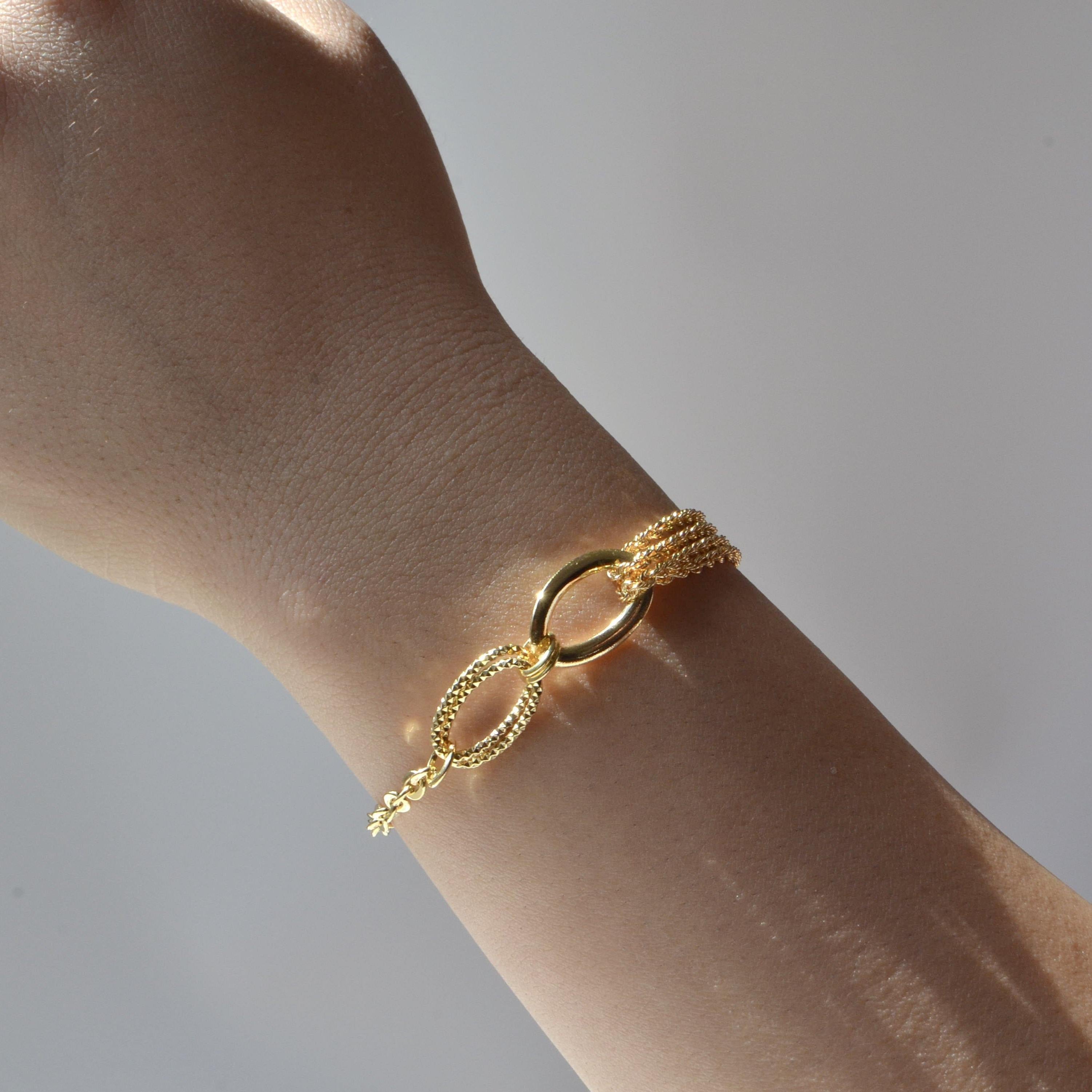 Moderniste Bracelet Infinity Cable en or 18K à deux chaînes en vente