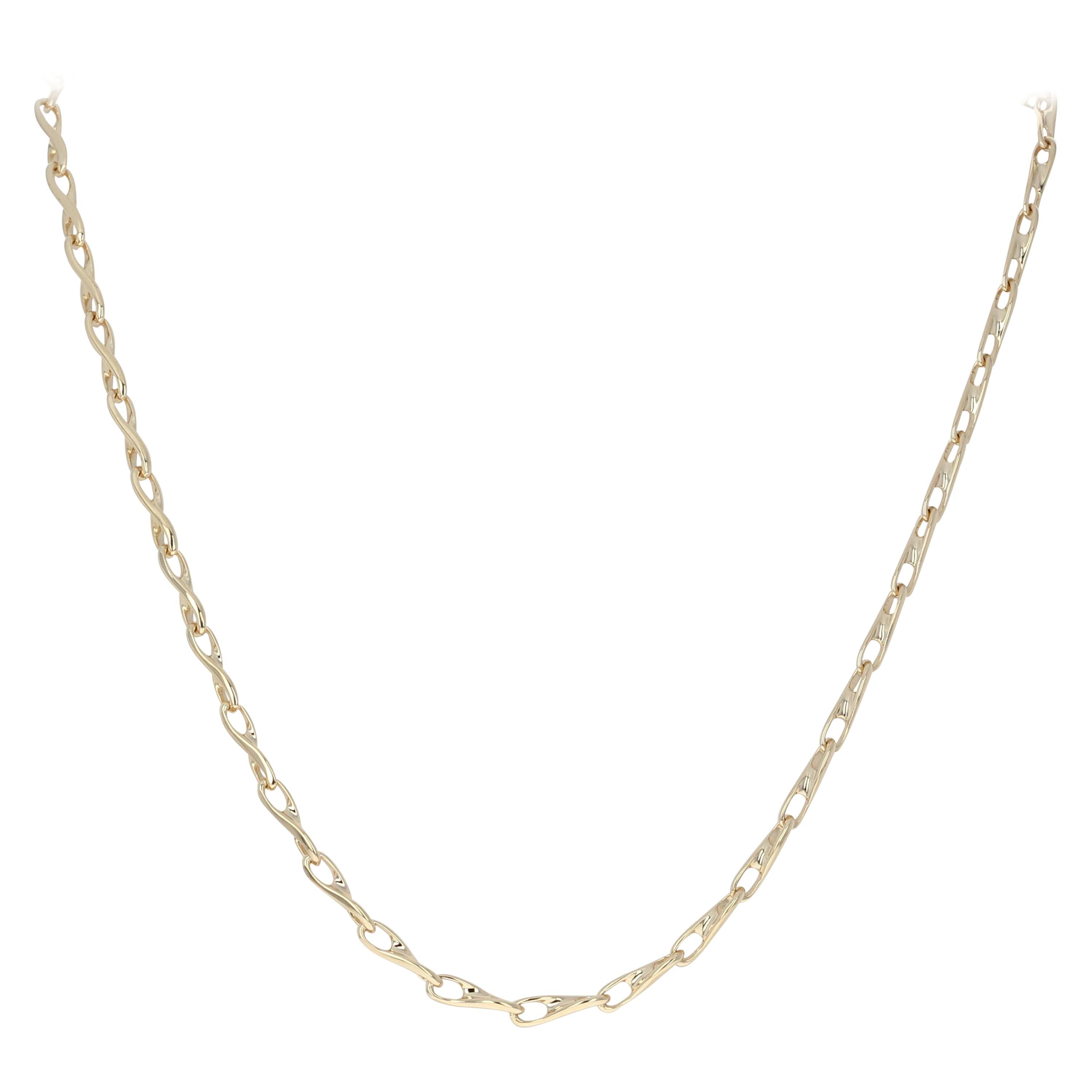 Infinity Chain Necklace, 14 Karat Yellow Gold Lobster Claw Clasp