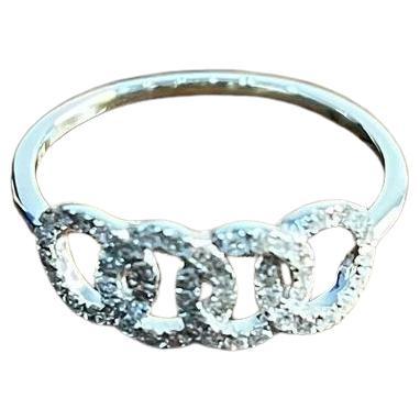 Infinity Circles Round Brilliant Cut White Diamond 14 Karat White Gold Ring For Sale