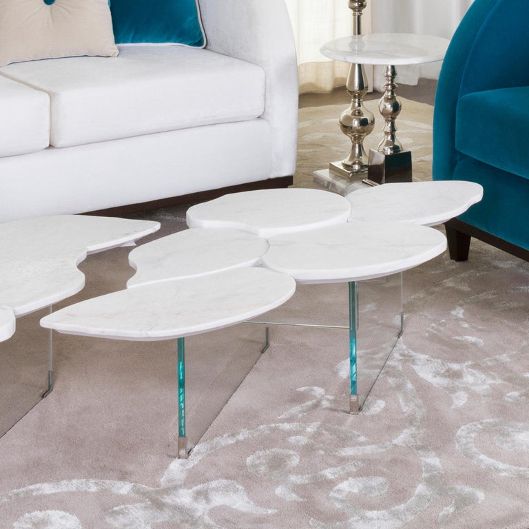 21st century modern Infinity coffee table calacatta bianco marble handcrafted in Portugal - Europe by Greenapple

Infinity coffee table materials
Coffee table with petal-shape top in bush hammered Calacatta Bianco marble.
Base structure in ultra