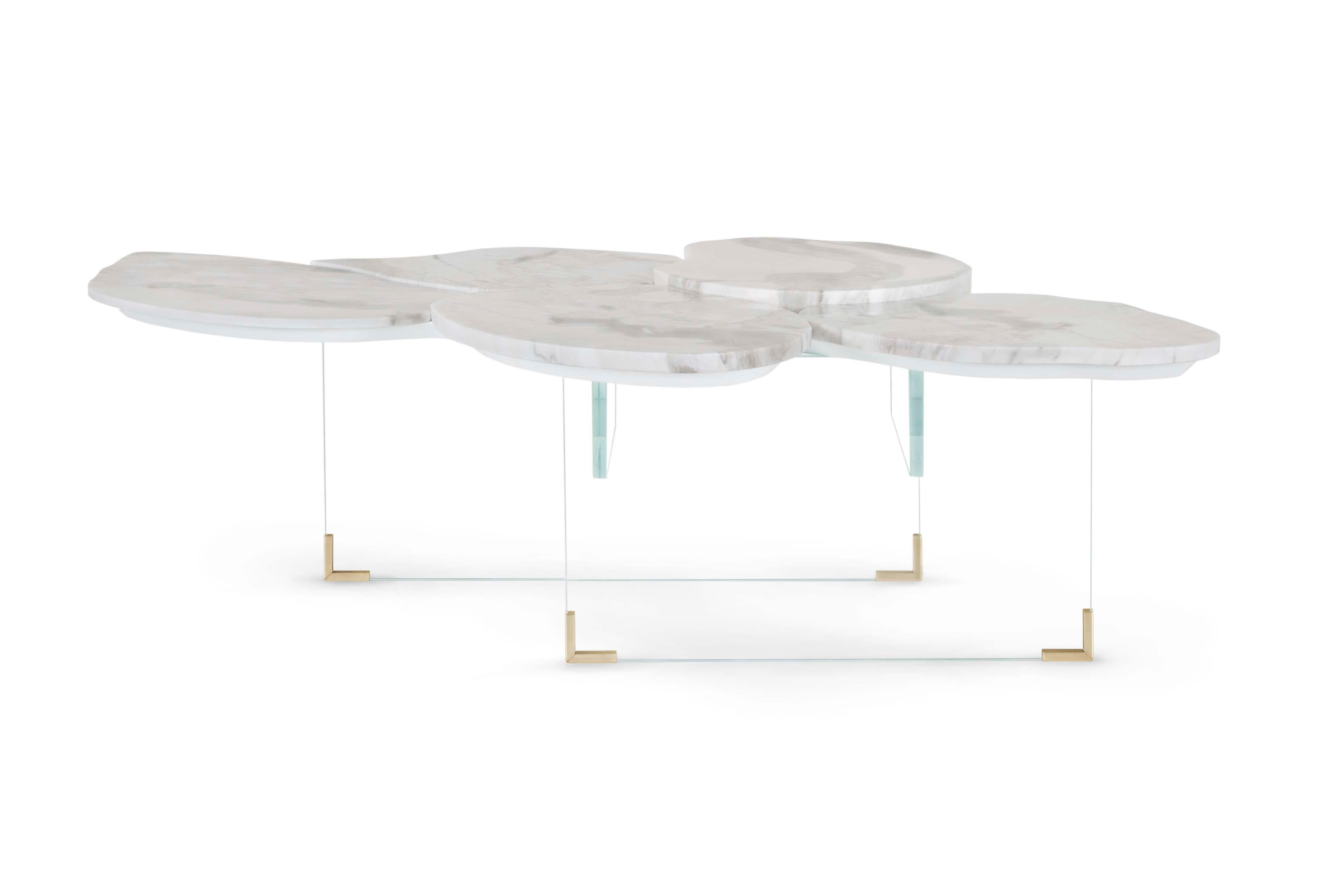 Modern Infinity Coffee Table Calacatta Marble Handmade in Portugal by Greenapple For Sale 7
