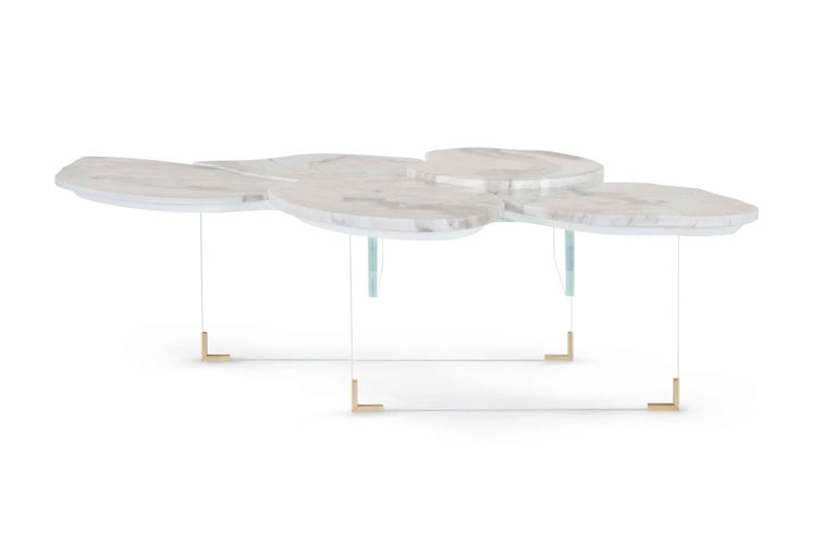 21st Century Modern Infinity Coffee Table Calacatta Marble by Greenapple For Sale 4