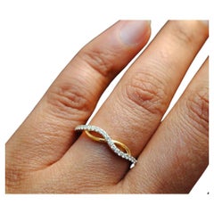 Infinity Curved Diamond Ring 14k Solid Natural Diamond Wedding Minimalist Ring.