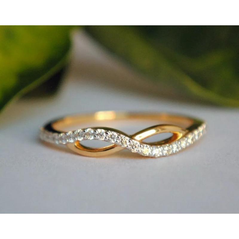 Infinity Curved Diamond Ring 14k Solid Natural Diamond Wedding Minimalist Ring.
Light weight can be worn everyday

Additional information:
Condition: New with tags: A brand-new, unused, and unworn item (including handmade items) in the original