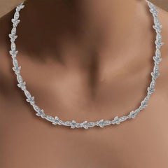 Infinity Diamond Leaf Necklace 14k White Gold