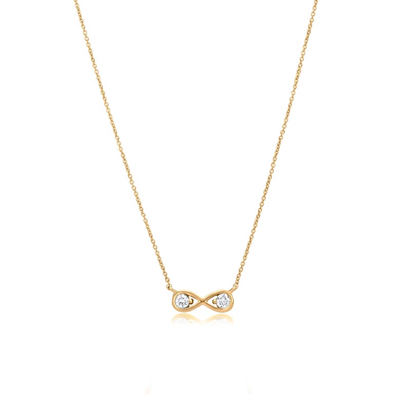 Luxle Infinity Diamond Pendant Necklace in 18K Yellow Gold For Sale at