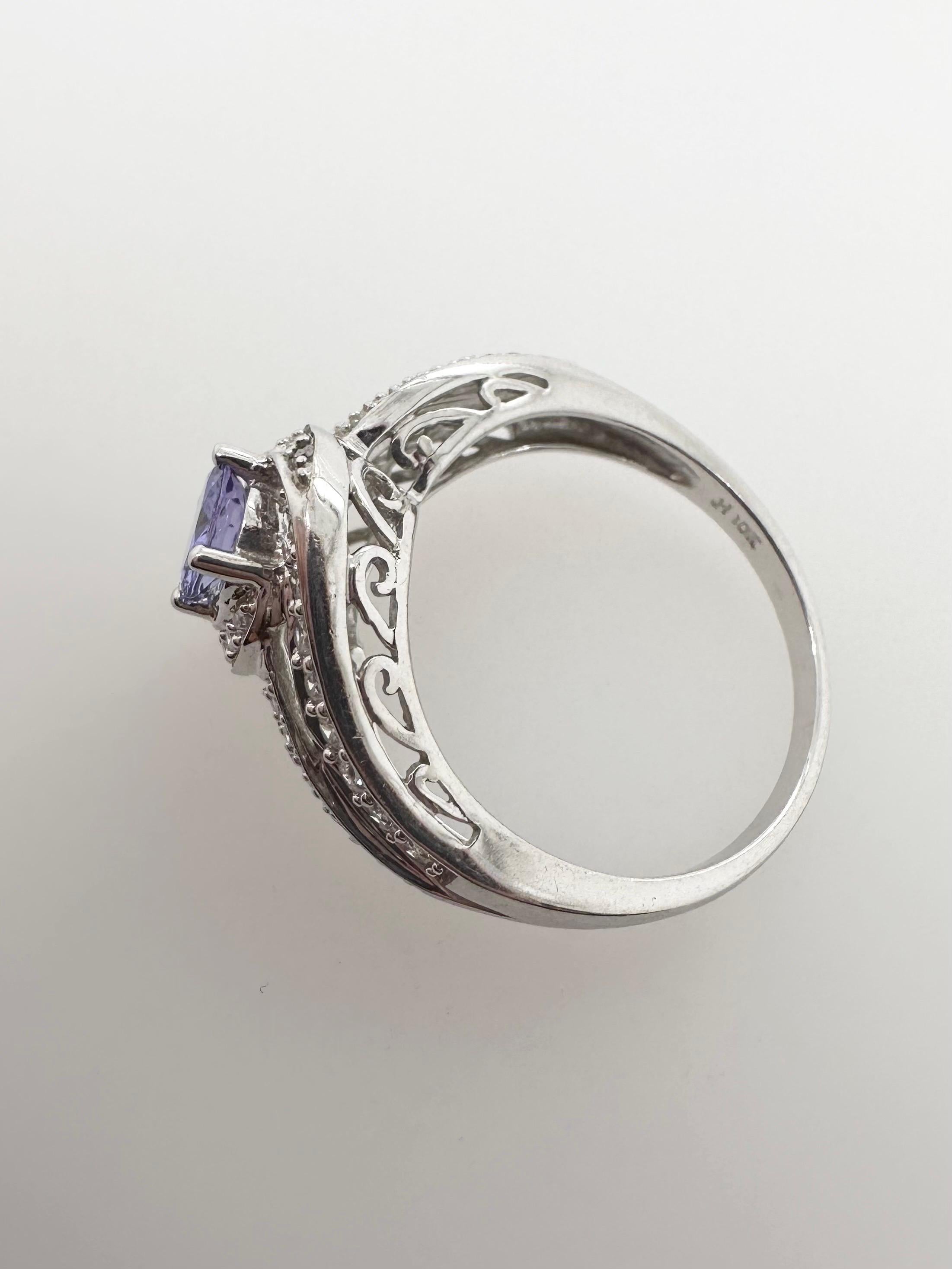 Women's or Men's infinity Diamond ring 10KT white gold NATURAL tanzanite For Sale
