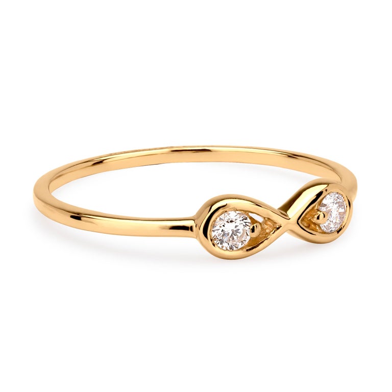 Infinity Diamond Ring in 18K Yellow Gold For Sale at 1stDibs