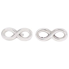 Infinity Earring Studs in 14 Karat Gold, White Gold Figure 8 Infinity Earrings