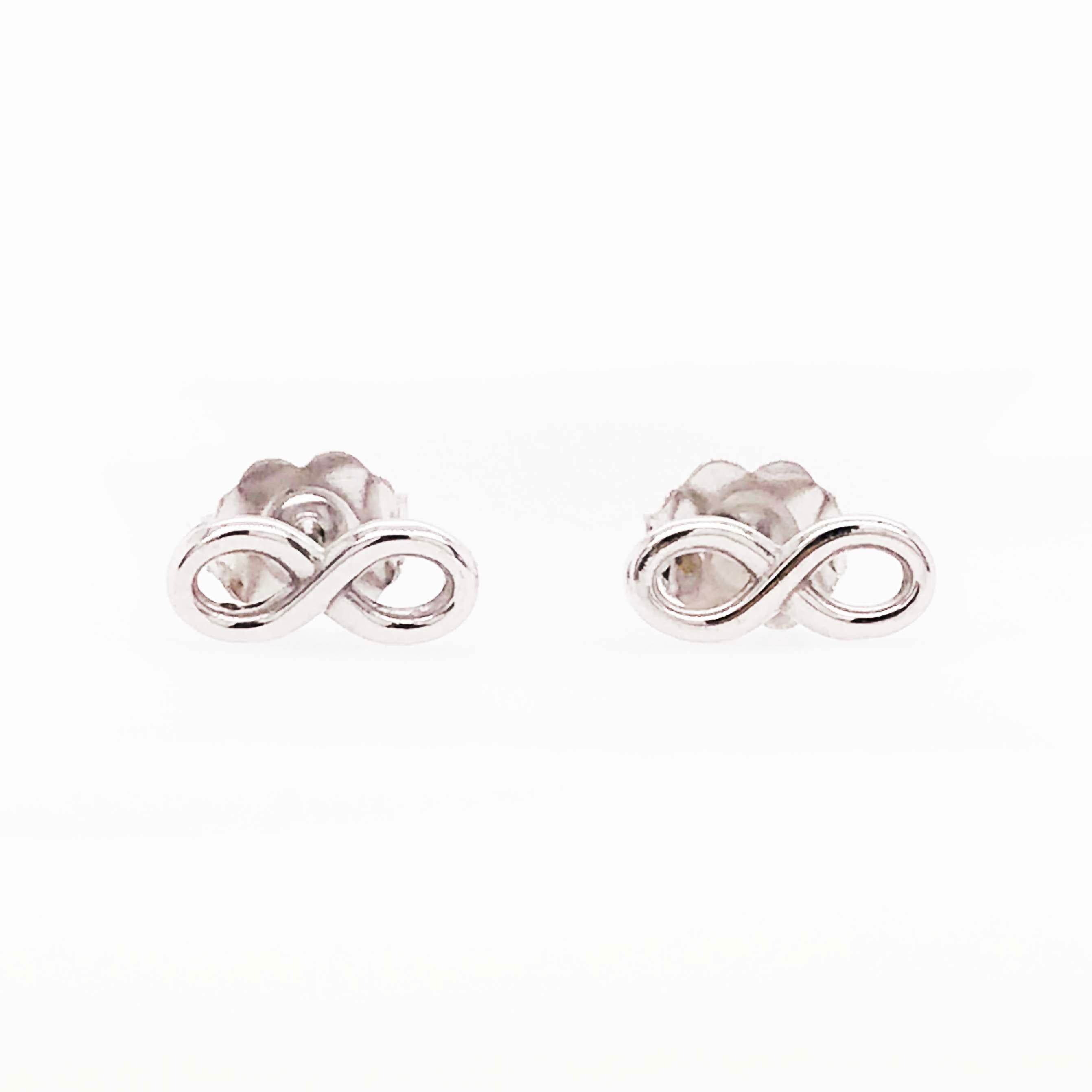 The infinity symbol has been around for centuries. It represents eternal life, eternal love and a forever bond. These infinity earring studs are the perfect earrings for the one you love! The handmade 14K white gold earrings have a delicate infinity