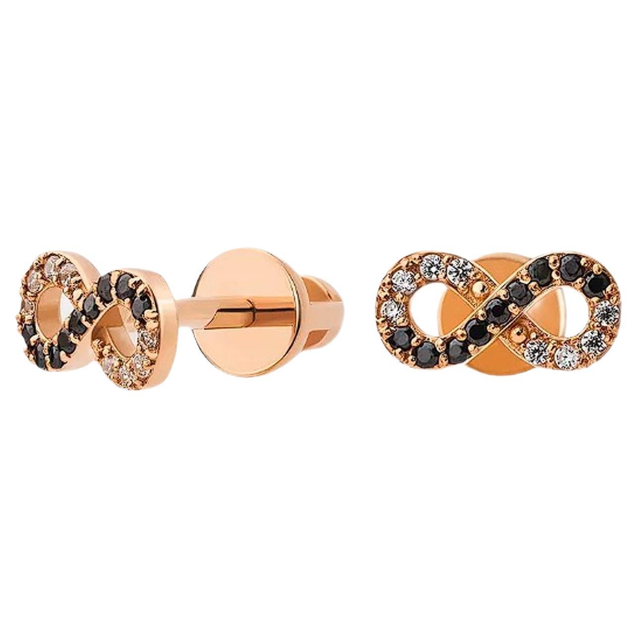 Infinity earrings studs in 14k gold. For Sale
