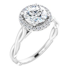 Infinity Halo GIA Round Brilliant White Diamond Engagement Ring 0.75 Carat