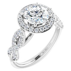 Infinity Halo GIA Round Brilliant White Diamond Engagement Ring 1.30 Carat