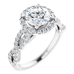 Infinity Halo GIA Round Brilliant White Diamond Engagement Wedding Ring