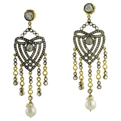 Infinity & Heart Shaped Earrings with Pearl & Pave Diamonds in Gold & Silver