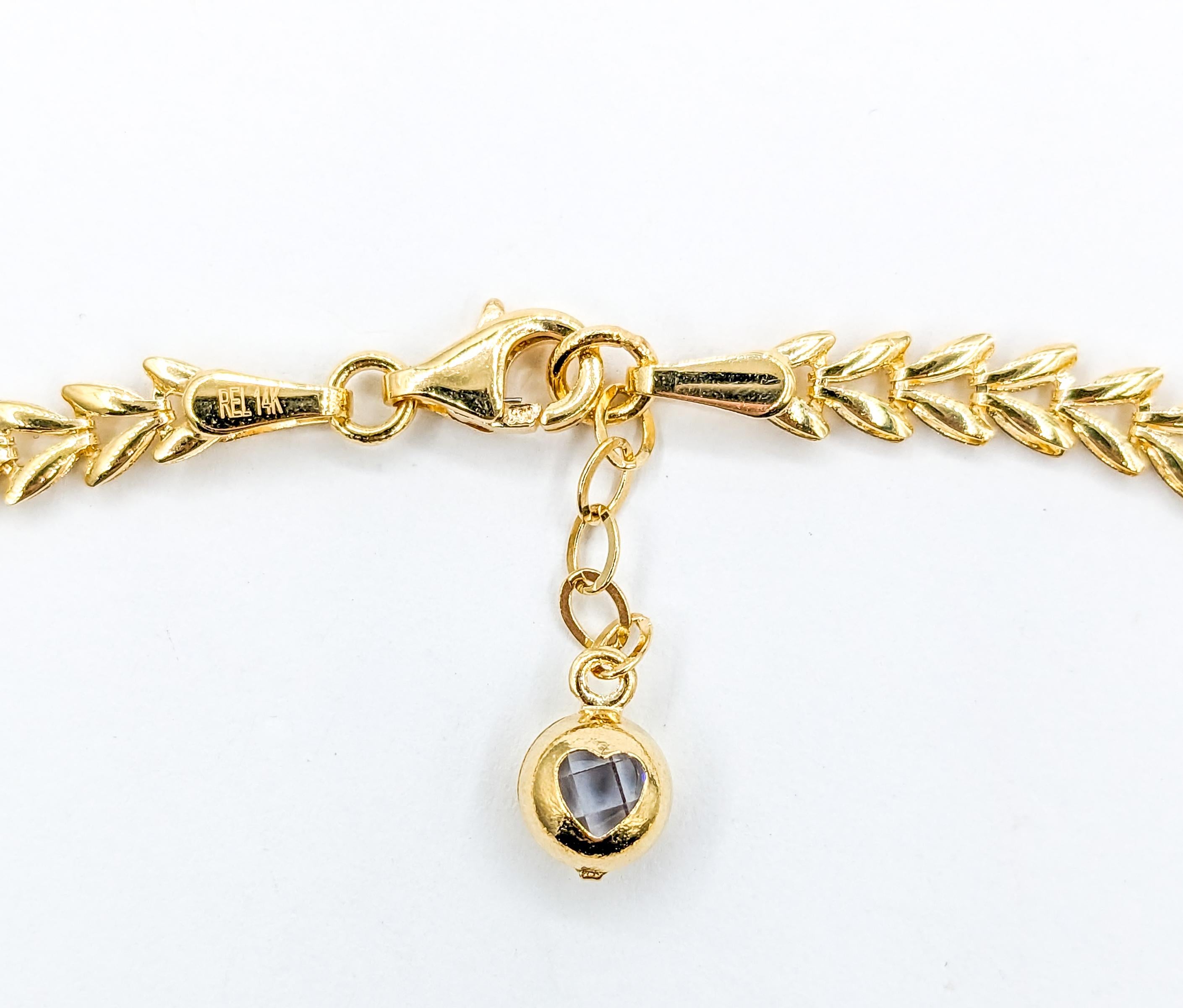 Infinity, Hearts & Butterflies CZ Stone Bracelet In Yellow Gold For Sale 1