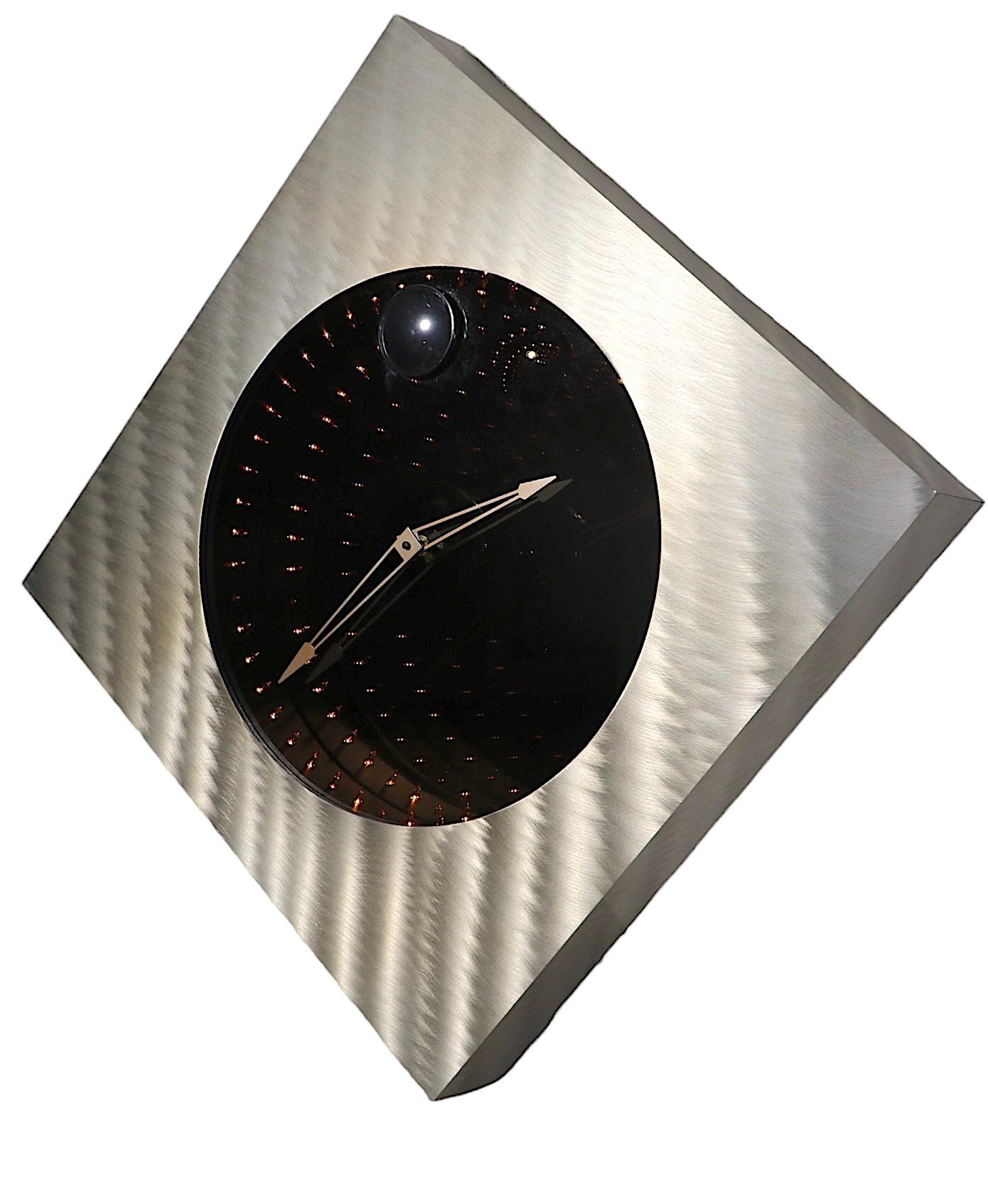 Infinity Mirror Clock c. 1980’s For Sale 2
