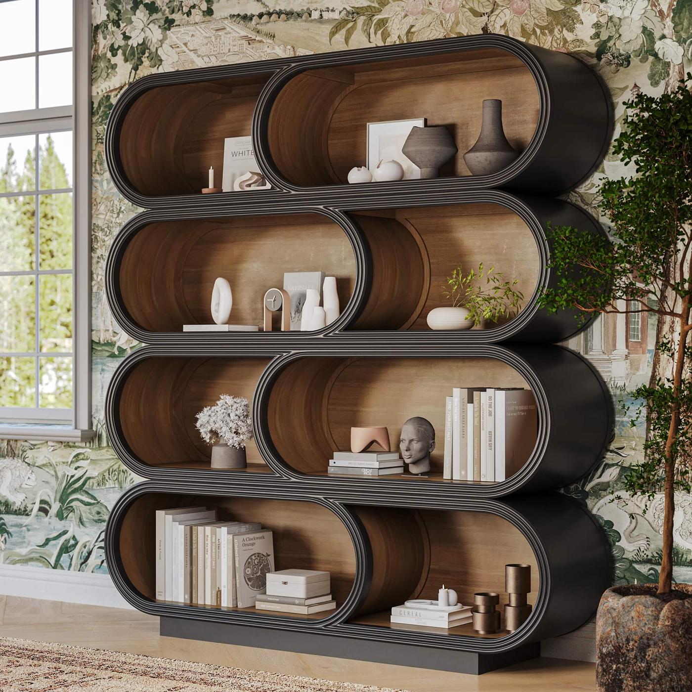 Mid-Century Modern Infinity Modern Open Bookcase For Sale