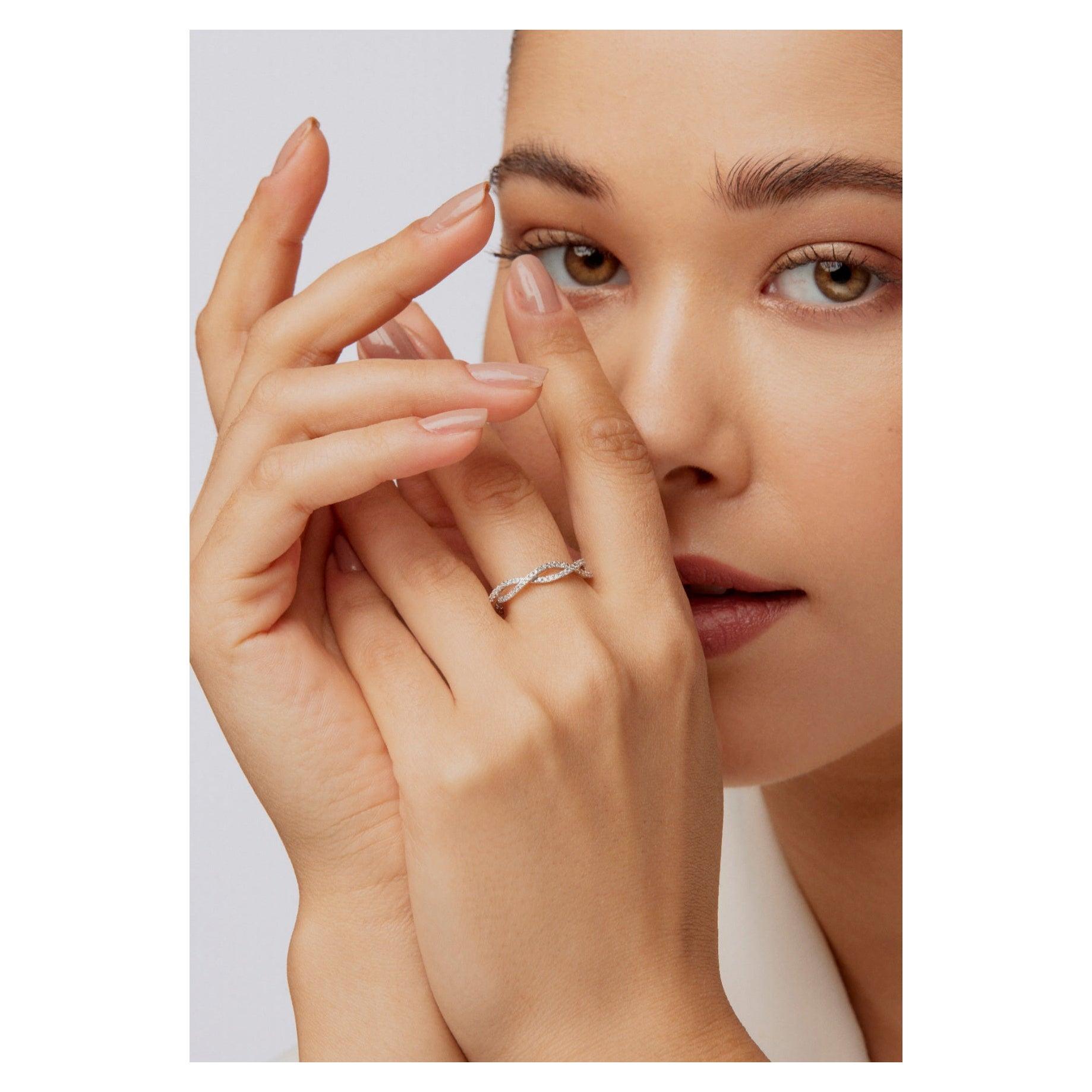 Unendlichkeit Moissanit-Ring 925 Sterlingsilber Schönes Hochzeitsgeschenk für sie