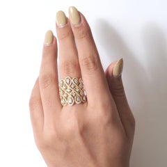 2.05 Carat Fancy Natural Diamond Infinity Wide Statement Ring, 14K Yellow Gold