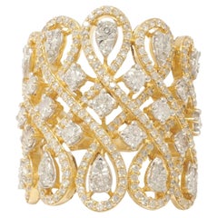 Infinity Natural Diamond Wide Ring in 14k Solid Gold (Certified)