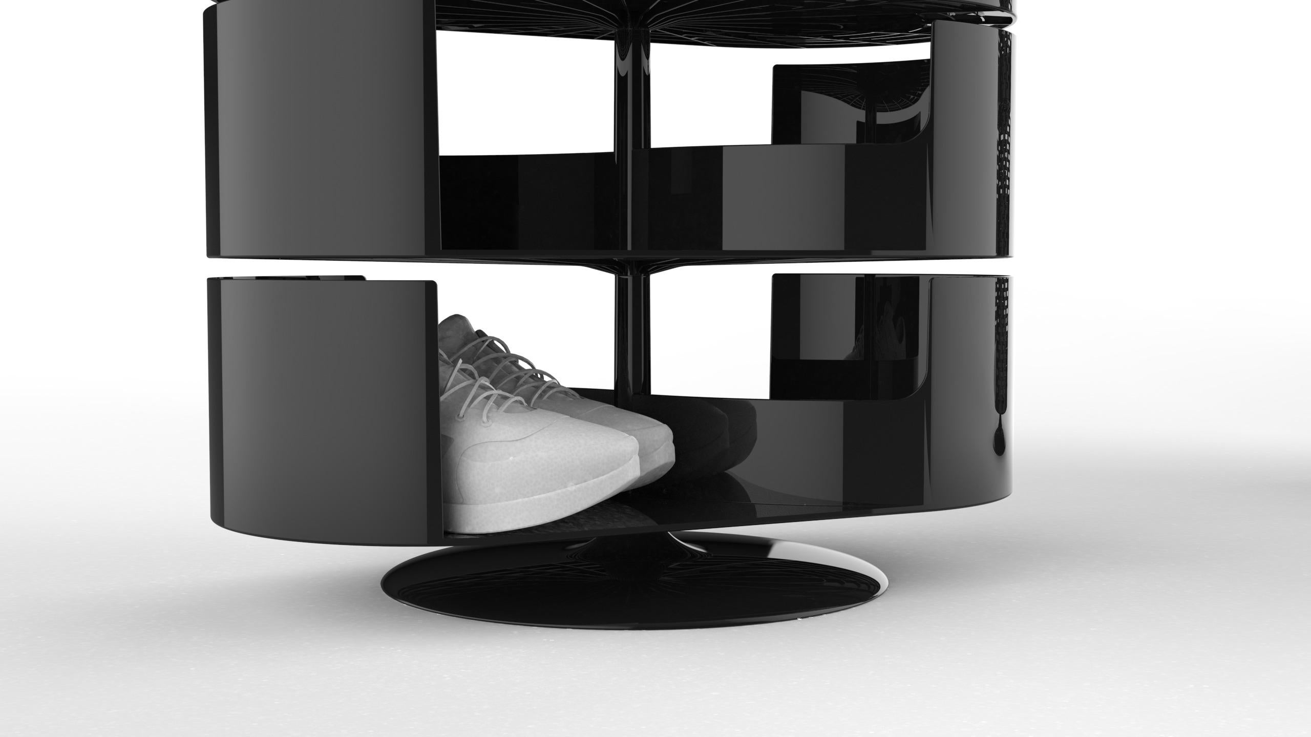 Italian Infinity black designer shoe rack - 6 Shelves For Sale
