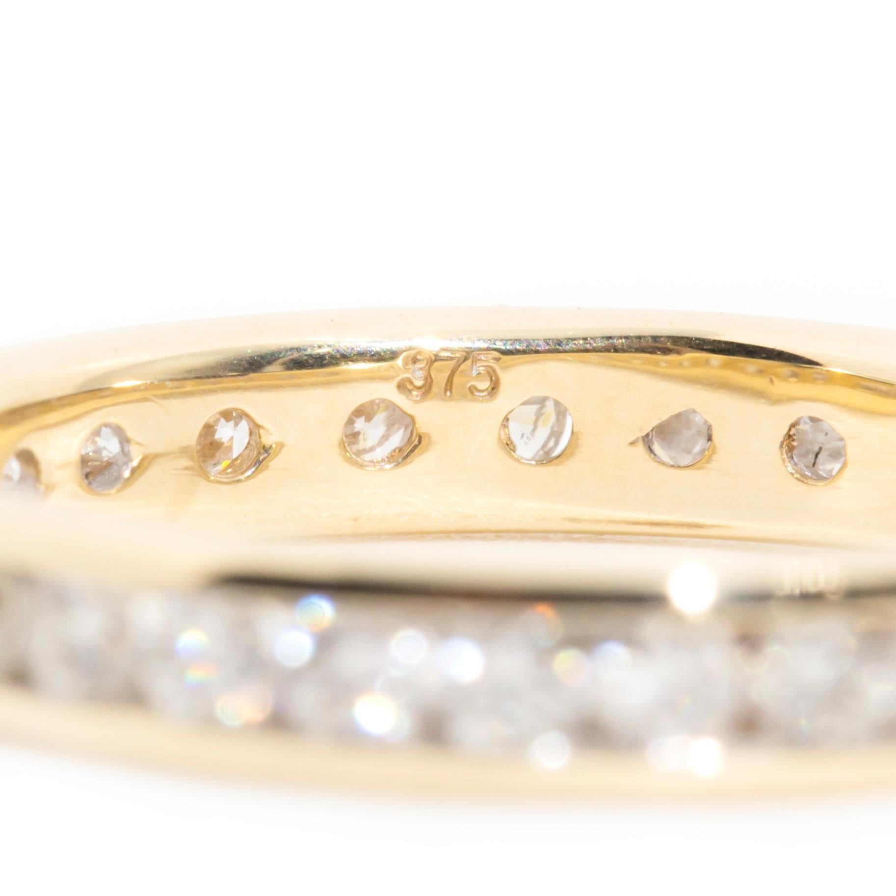 Infinity Round Diamond Vintage Eternity Band Ring in 9 Carat Yellow Gold 4