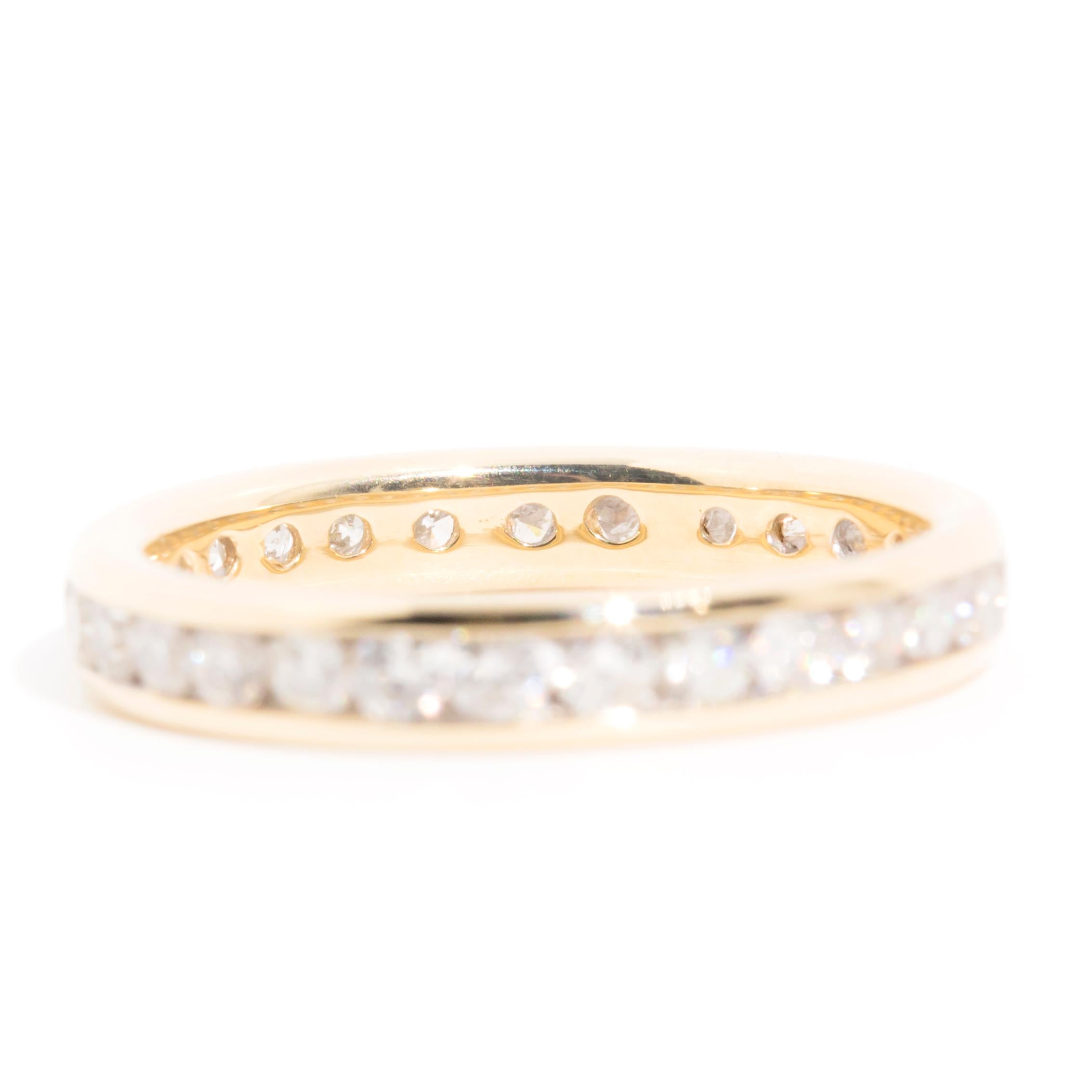 Infinity Round Diamond Vintage Eternity Band Ring in 9 Carat Yellow Gold 1