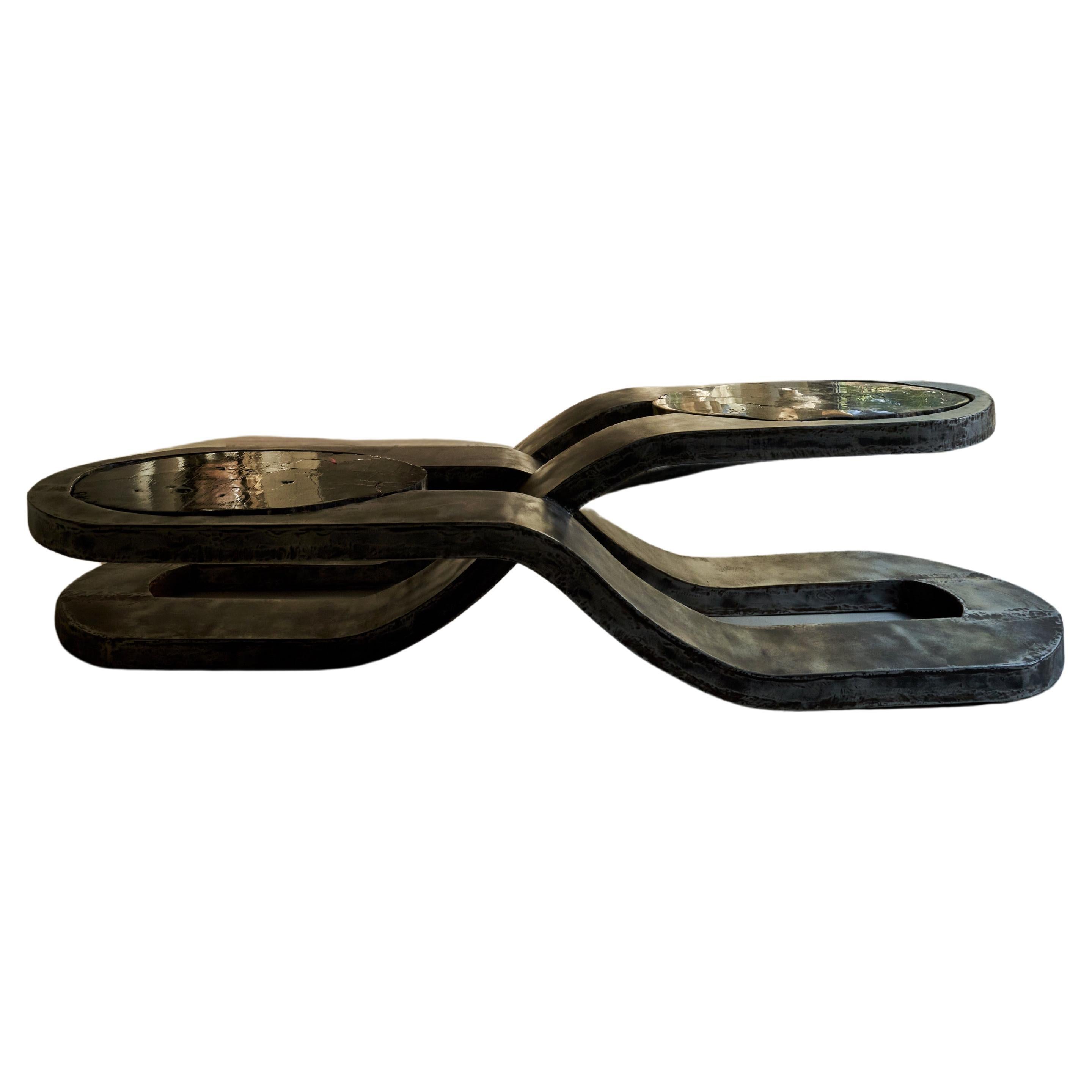 Mesa baja Infinity Rústica Plateada en venta