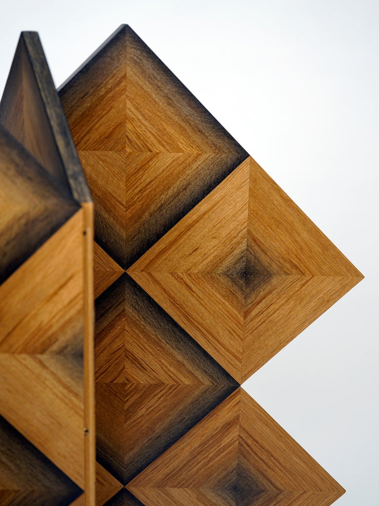 American Infinity Square Marquetry 4-Panel Screen in 1,200 Year-Old Bog Oak For Sale