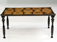 Infinity Squares-Table in 1, 200 Year Old Bog Oak with Hand-Turned Legs