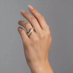 Infinity Twist Diamond 14K (or 18k upon request) Yellow Gold Band Ring