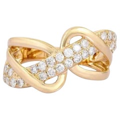 Infinity Twist Diamond 14K (or 18k upon request) Yellow Gold Band Ring