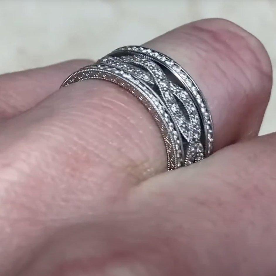 Women's Infinity Twist Diamond Band Ring, H Color, Platinum For Sale