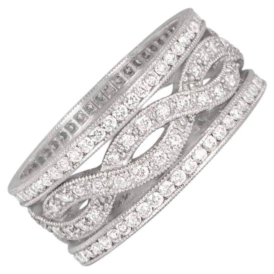 Infinity Twist Diamond Band Ring, H Color, Platinum For Sale