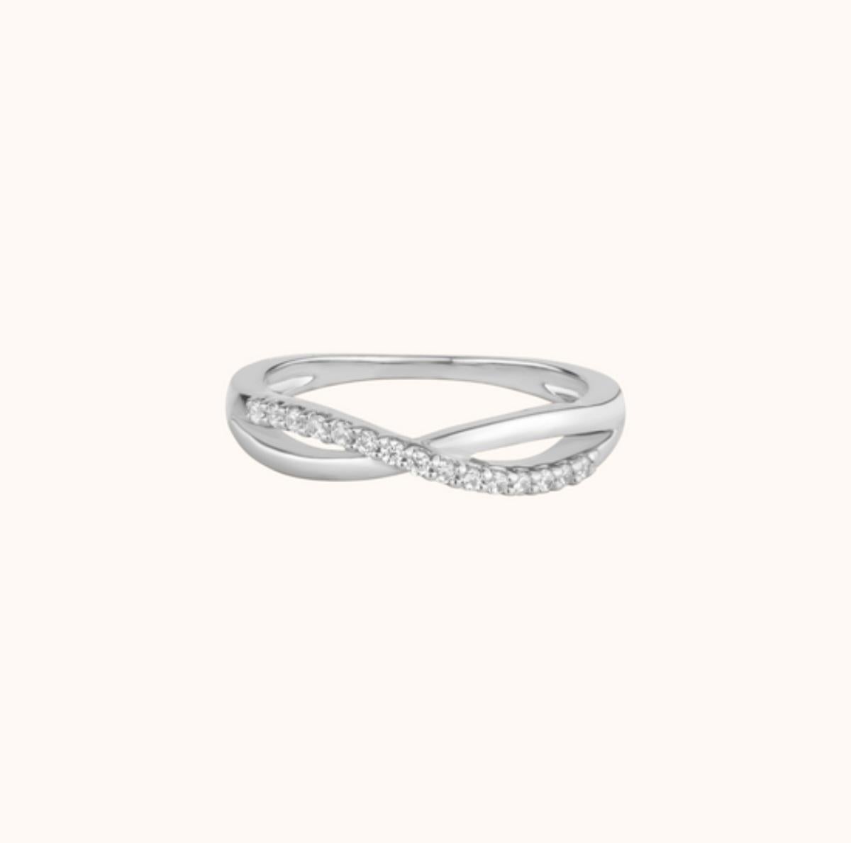 Infinity Twist Moissanit Ring 925 Sterlingsilber Brillantschliff Ring für sie. (Art déco)
