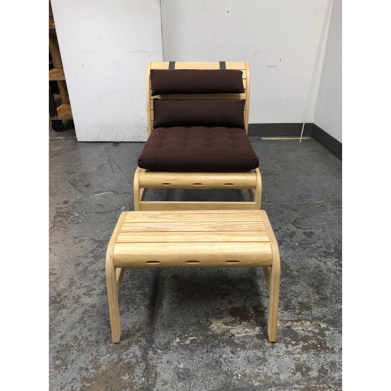 New infinity Yoga chair and Ottoman by Bhoga. The ergonomic design is perfect for healthy, relaxed sitting. The muti-functional fitness behemoth allows you to sit effortlessly in optimum poses decompressing the hips, spine and back. The open arch