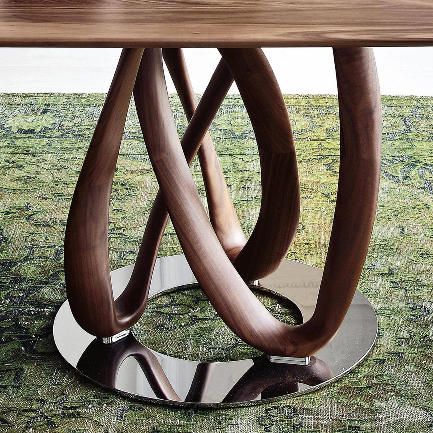Steel Infiny Walnut Dining Table For Sale