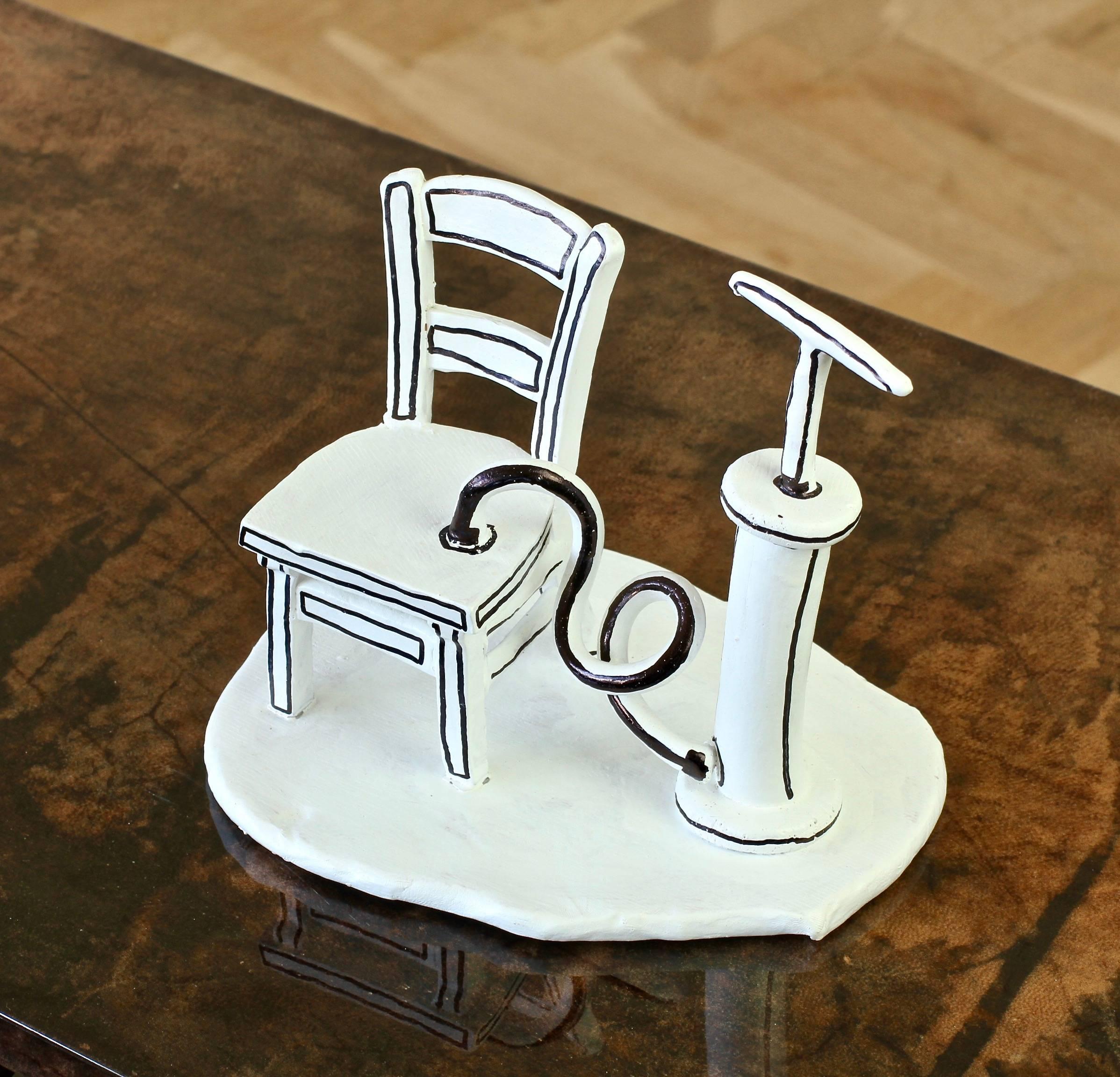 Whimsical Black & White 'Inflatable Chair' Art Studio Pottery  8