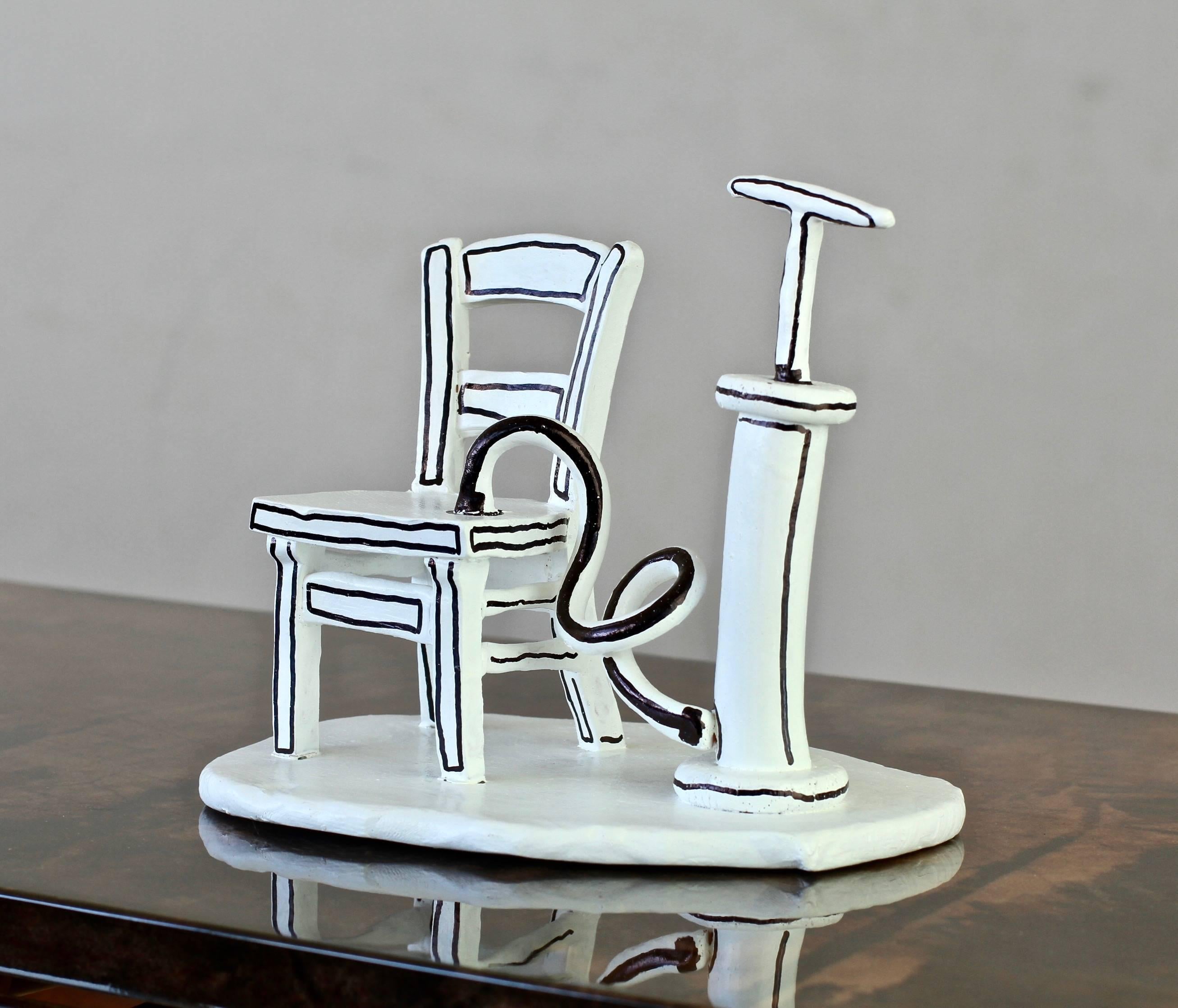 Modern Whimsical Black & White 'Inflatable Chair' Art Studio Pottery 