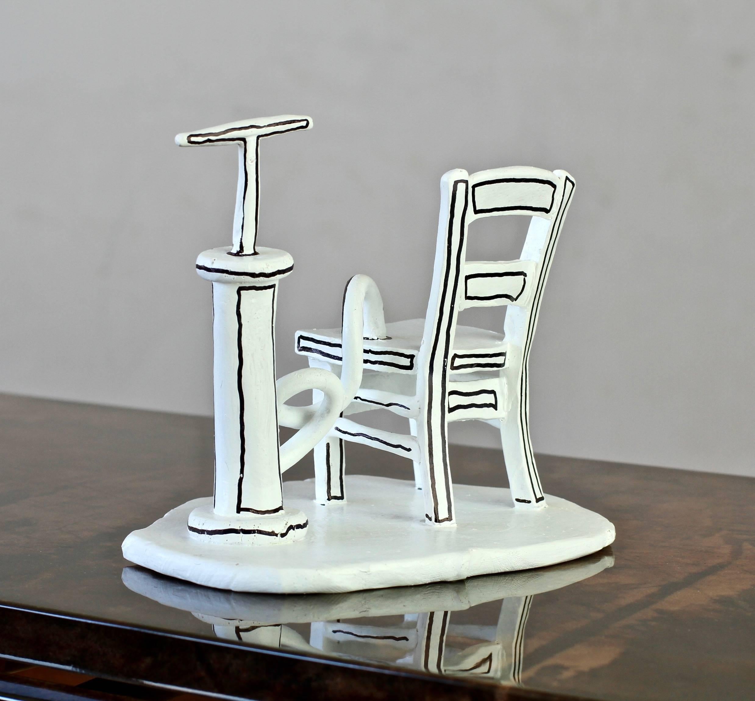 British Whimsical Black & White 'Inflatable Chair' Art Studio Pottery 