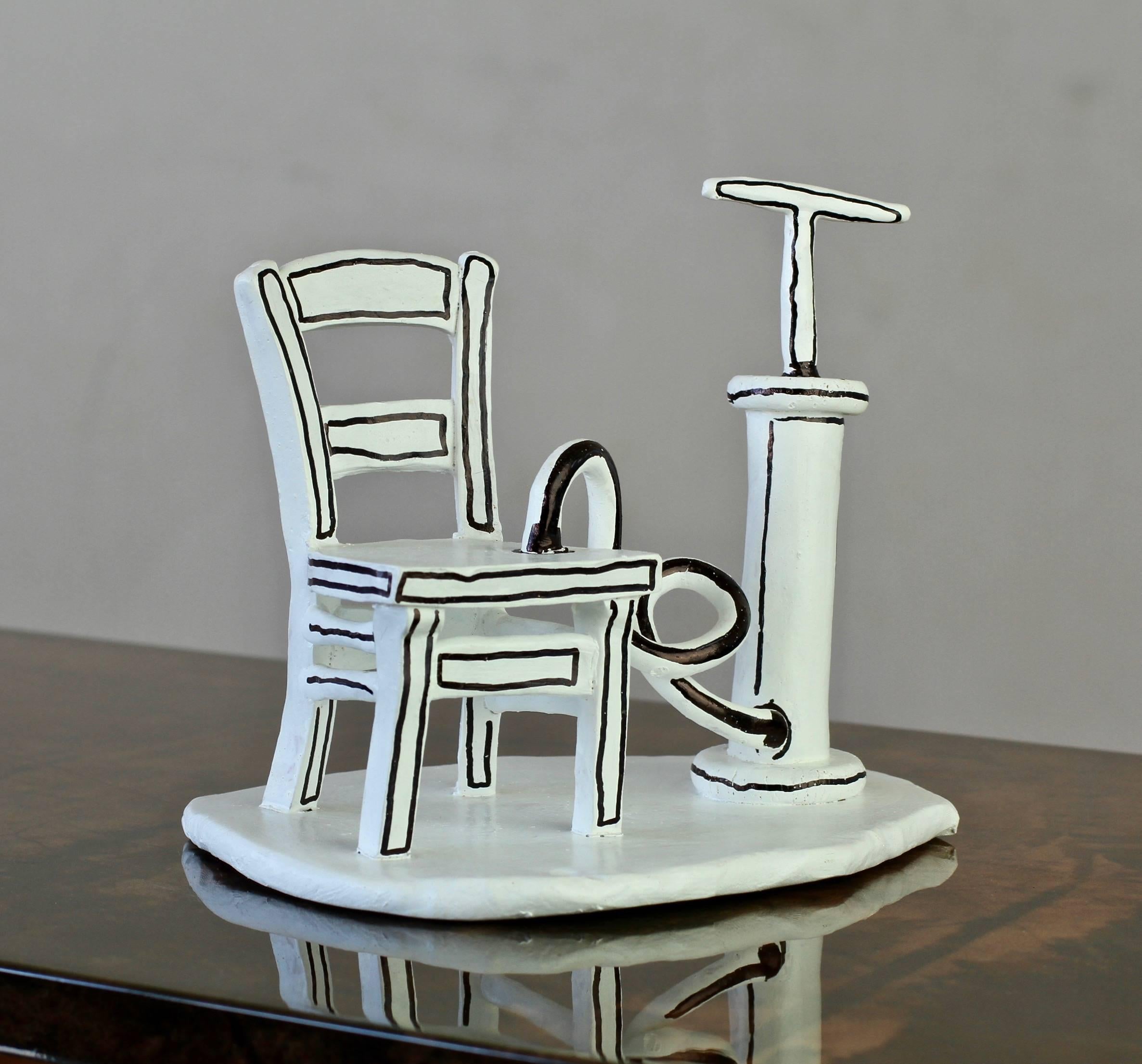 Whimsical Black & White 'Inflatable Chair' Art Studio Pottery  (Ton)