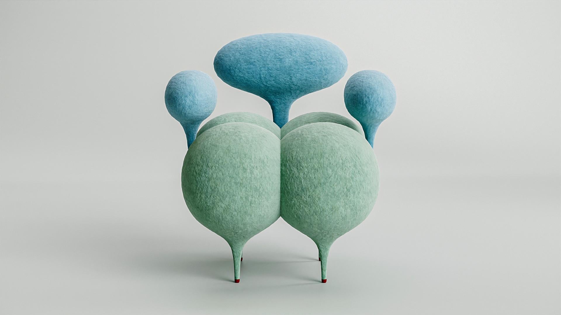 The chair is a collectible design piece, merging external aesthetics with practical comfort. Its whimsical contours, resembling the carnivorous plant 