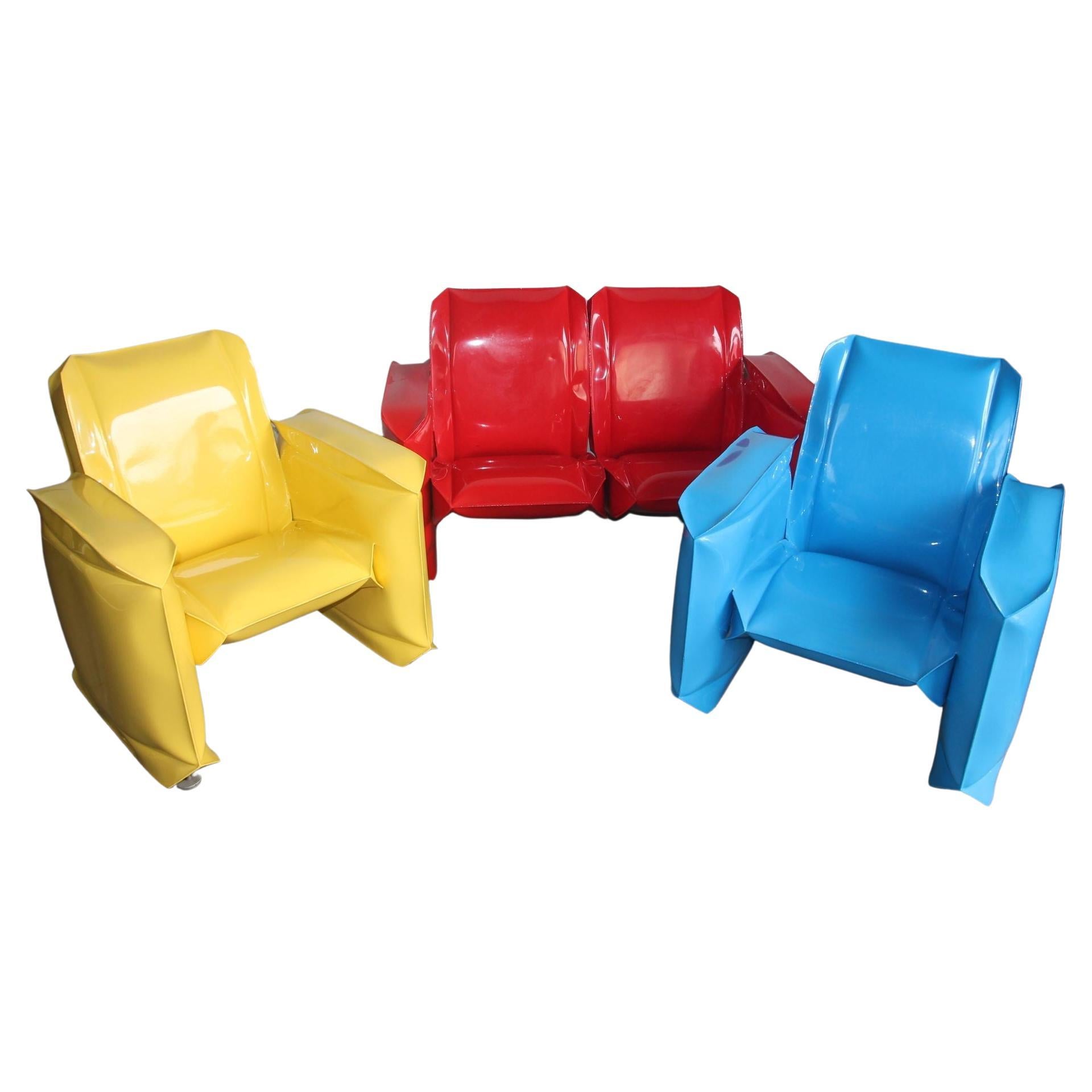 Inflated Steel Furniture Set by Robert Anderson For Sale