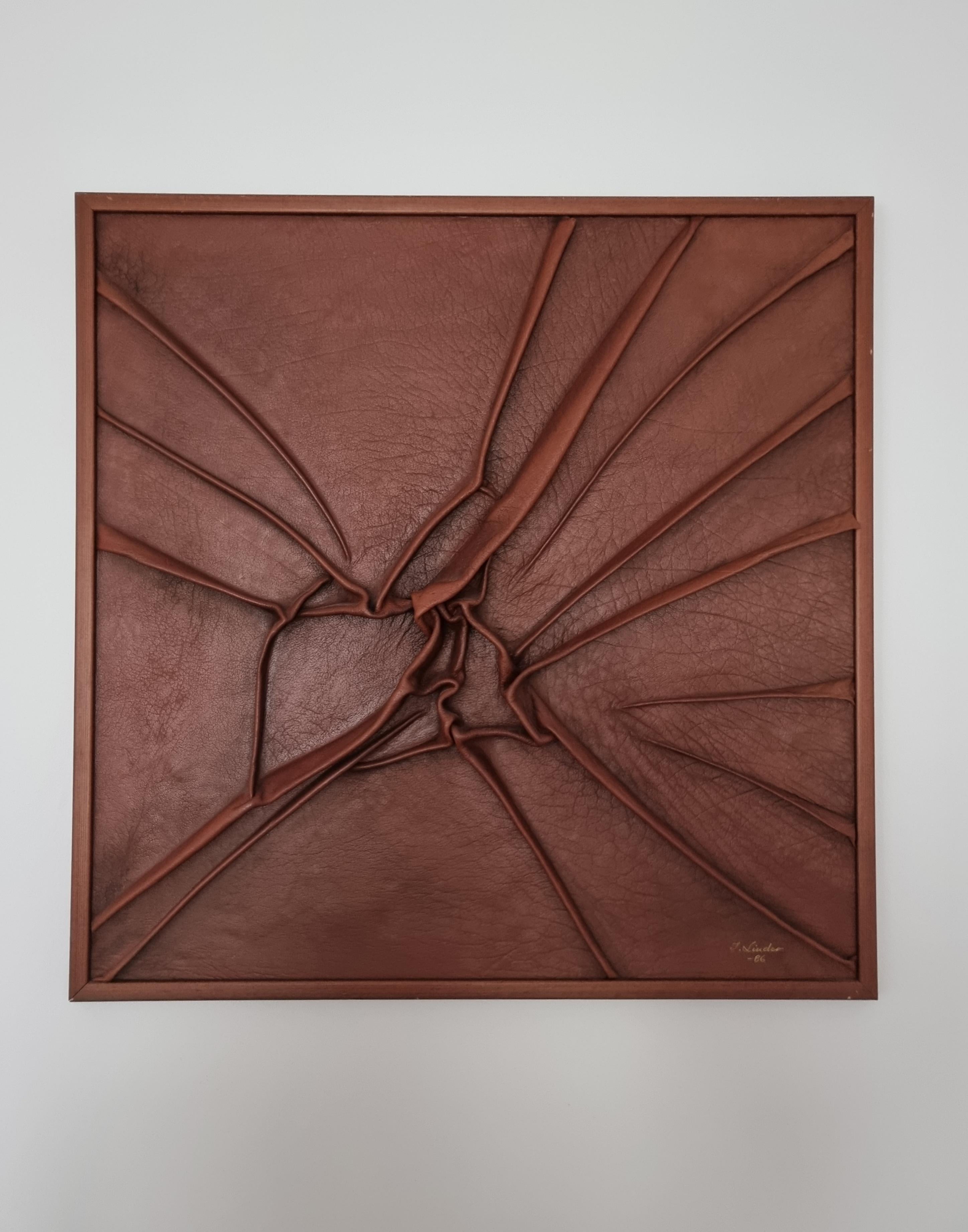 Ing-Marie Linder, wall art / relief in leather, Post-Modern Sweden For Sale 5