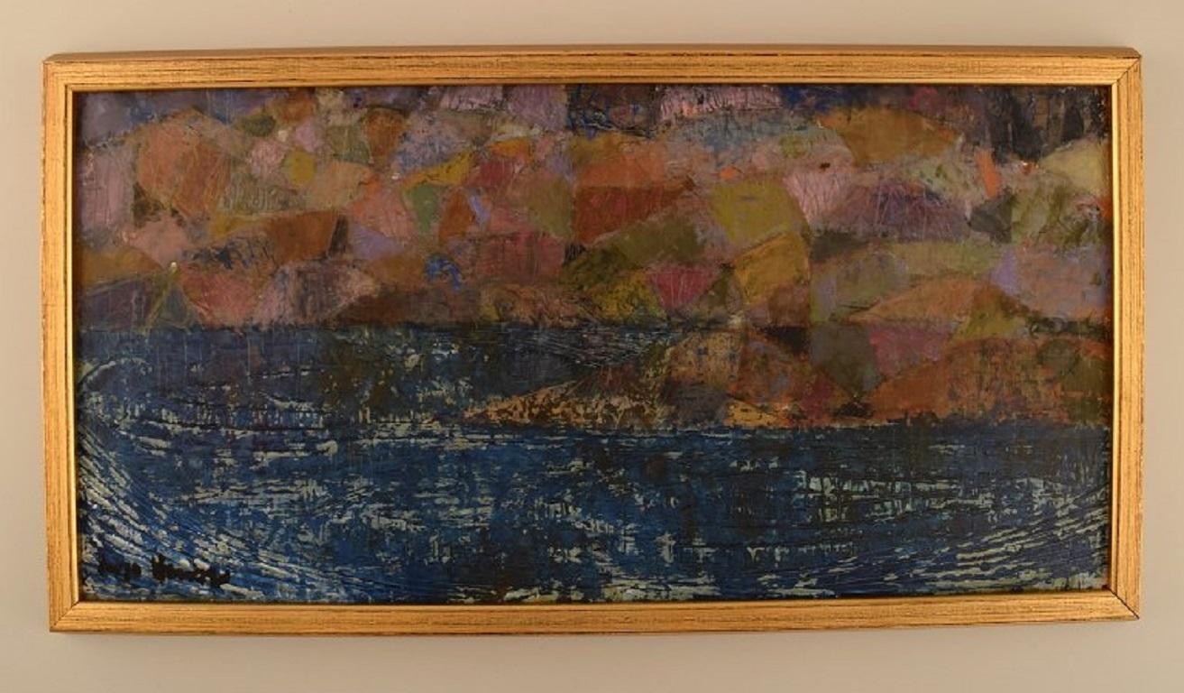 Inga Hense (1919-1999), Sweden. Oil on board. Modernist landscape. 1960s.
The board measures: 48.5 x 24 cm.
The frame measures: 2.5 cm.
Signed.
In excellent condition.