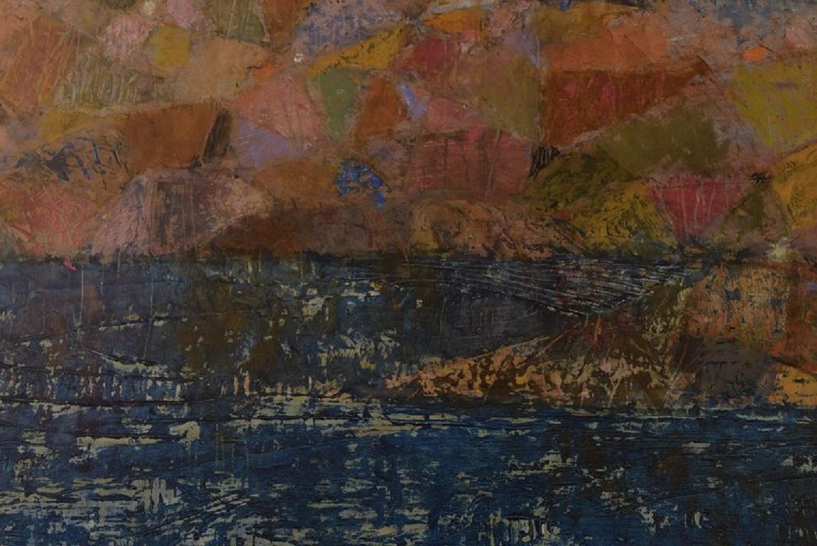 Swedish Inga Hense '1919-1999', Sweden, Oil on Board, Modernist Landscape, 1960s